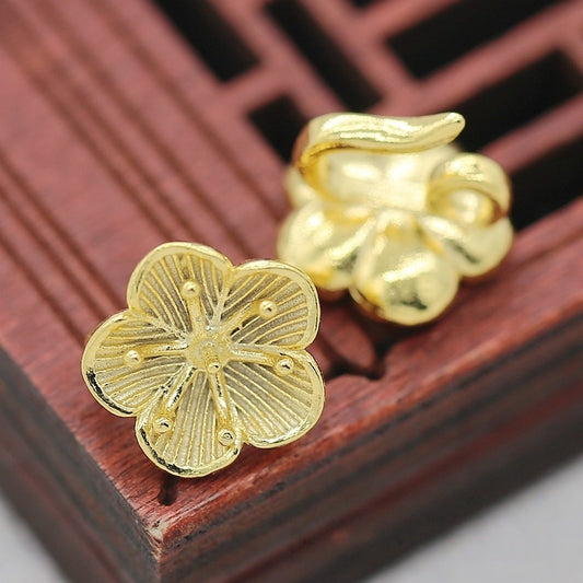 2PCS 10x5mm 24K Gold Plated Plum Blossom Clasp | Delicate Brass Jewelry Clasp for Bracelet & Necklace