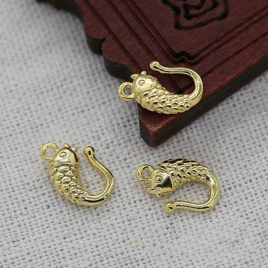 2PCS 24K Gold Plated Brass Koi Fish Tail Pendant, 13x9mm Whale Tail Charm, Gold Vermeil Jewelry Findings, DIY Ancient Style Accessories