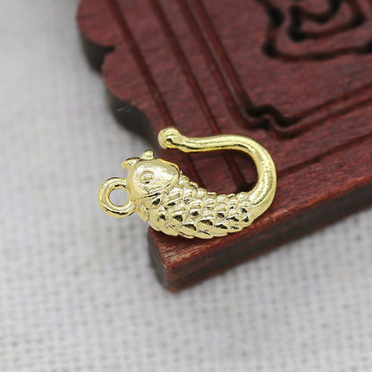 2PCS 24K Gold Plated Brass Koi Fish Tail Pendant, 13x9mm Whale Tail Charm, Gold Vermeil Jewelry Findings, DIY Ancient Style Accessories