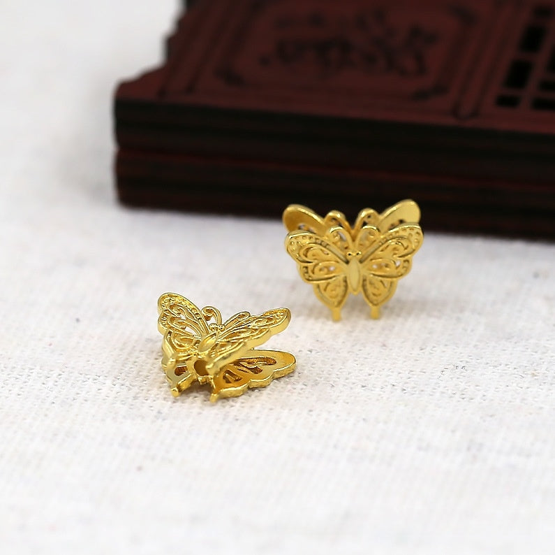 14x11mm 24K Gold Plated Double-Sided Butterfly Bead | Brass Connector for Hairpins & Earring DIY