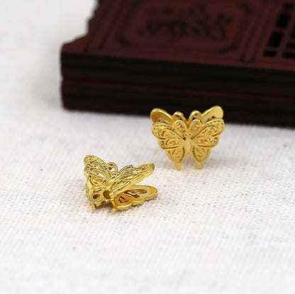 14x11mm 24K Gold Plated Double-Sided Butterfly Bead | Brass Connector for Hairpins & Earring DIY