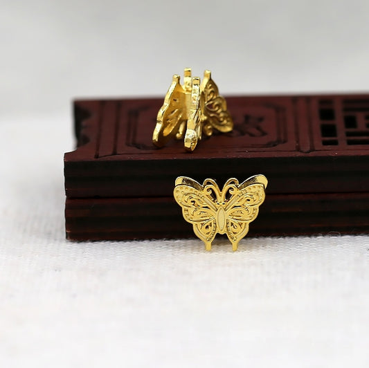 14x11mm 24K Gold Plated Double-Sided Butterfly Bead | Brass Connector for Hairpins & Earring DIY