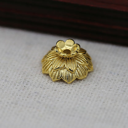 14mm 24K Gold Plated Flower Bead Cap | Brass Floral End Cap for DIY Jewelry & Earring Making