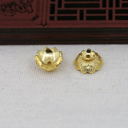14mm 24K Gold Plated Flower Bead Cap | Brass Floral End Cap for DIY Jewelry & Earring Making