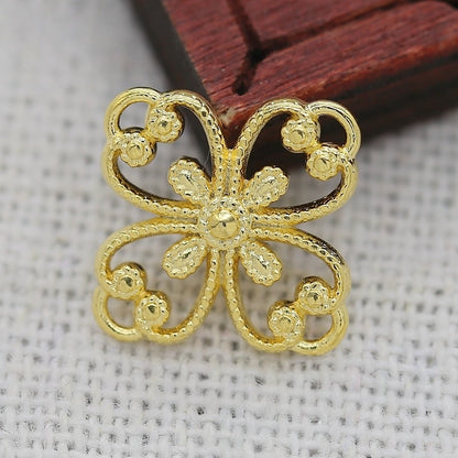2PCS 24K Gold Plated Chinese Knot Connector 15x15mm, Multi-Hole Brass Finding for DIY Jewelry Making, Fade-Resistant Link Charm