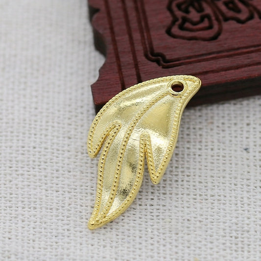 2PCS 31x14mm 24K Gold Plated Curved Leaf Charm | Brass Leaf Pendant for DIY Earrings, Necklaces & Jewelry Making