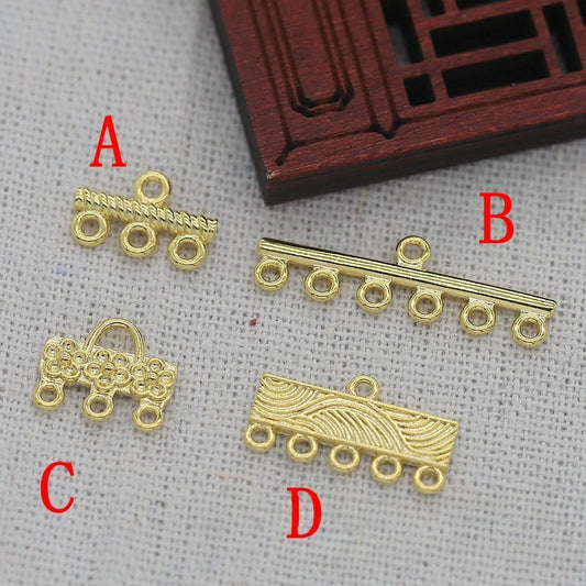 24K Gold Plated Brass Multi-Hole Connector, Tarnish Resistant Jewelry Findings, DIY Bracelet Necklace Earring Making Supplies