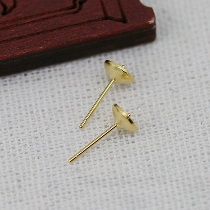 5Pairs 24K Gold Plated Brass Pearl Earring Studs, Tarnish Resistant Earring Posts, DIY Handmade Jewelry Findings, Gold Earring Making Supplies