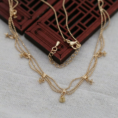 Gold Plated Multi Charm Necklace, Anti-Tarnish Chain Jewelry, Layered Pendant Necklace, Waterproof Gold Necklace for Women