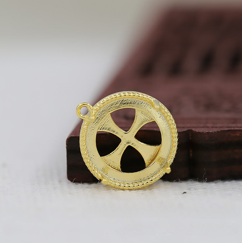 10mm 24K Gold Plated Brass Gemstone Tray  - Jewelry Making Supplies for Rings/Earrings/Pendants