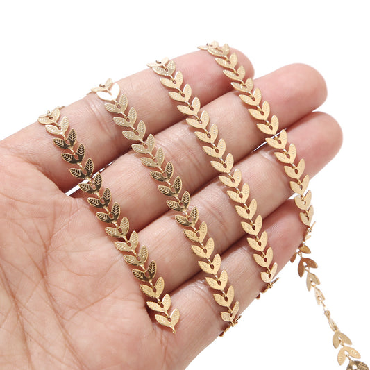 Stainless Steel Leaf Chain - Handmade DIY Collar Necklace & Ankle Chain, Fade-Resistant Jewelry Chain