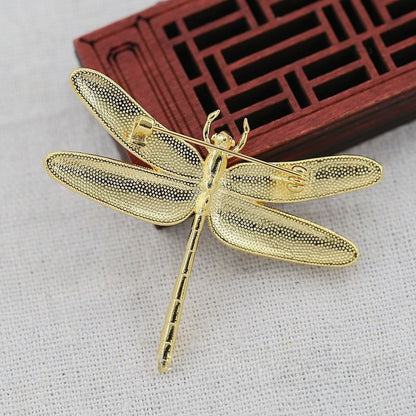 24K Gold Plated Brass Dragonfly DIY Brooch | Antique Style Insect Charm for Hanfu Jewelry Making
