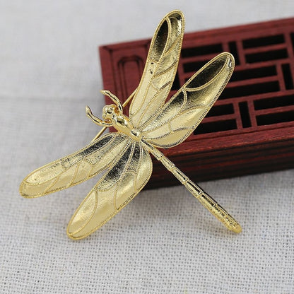 24K Gold Plated Brass Dragonfly DIY Brooch | Antique Style Insect Charm for Hanfu Jewelry Making