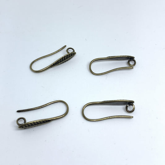 5Pairs 7x20mm Vintage Brass Leaf Ear Hooks | Leaf Shaped Earwires | DIY Jewelry Findings