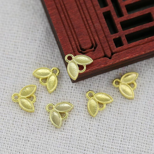 4PCS 8.5x7mm 24K Gold Plated Leaf Connector | Small Brass Link for Earrings, Hairpins, Necklace DIY