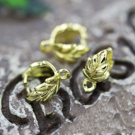4PCS 24K Gold Plated Leaf Clasp – Brass Gourd Hook Closure for DIY Necklaces & Bracelets, Tarnish Resistant Jewelry Connector