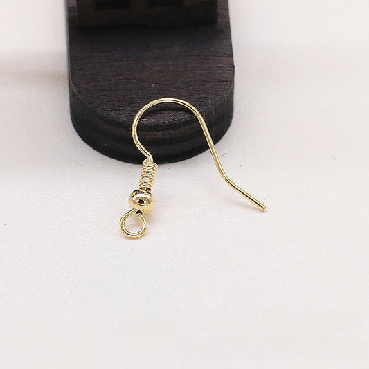 5Pairs 24K Gold Plated Brass Earring Hooks with Bead, Vintage Style Ear Wires, Tarnish Resistant Jewelry Findings, DIY Earring Making Supplies