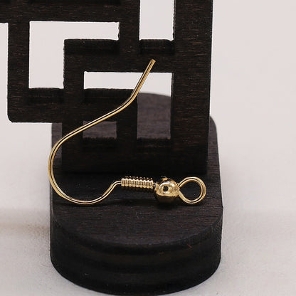 5Pairs 24K Gold Plated Brass Earring Hooks with Bead, Vintage Style Ear Wires, Tarnish Resistant Jewelry Findings, DIY Earring Making Supplies