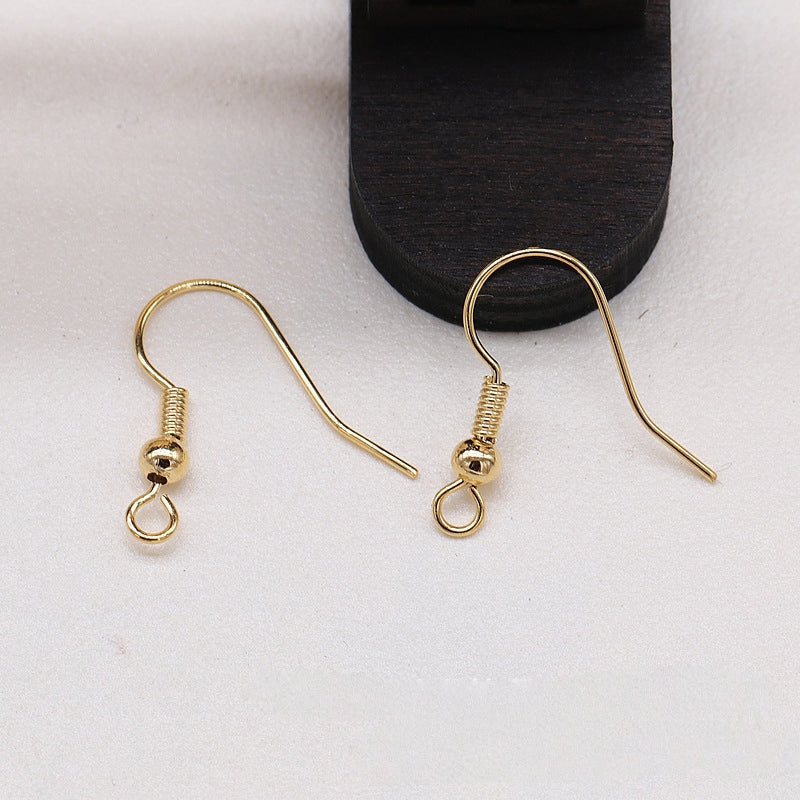 5Pairs 24K Gold Plated Brass Earring Hooks with Bead, Vintage Style Ear Wires, Tarnish Resistant Jewelry Findings, DIY Earring Making Supplies