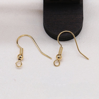 5Pairs 24K Gold Plated Brass Earring Hooks with Bead, Vintage Style Ear Wires, Tarnish Resistant Jewelry Findings, DIY Earring Making Supplies