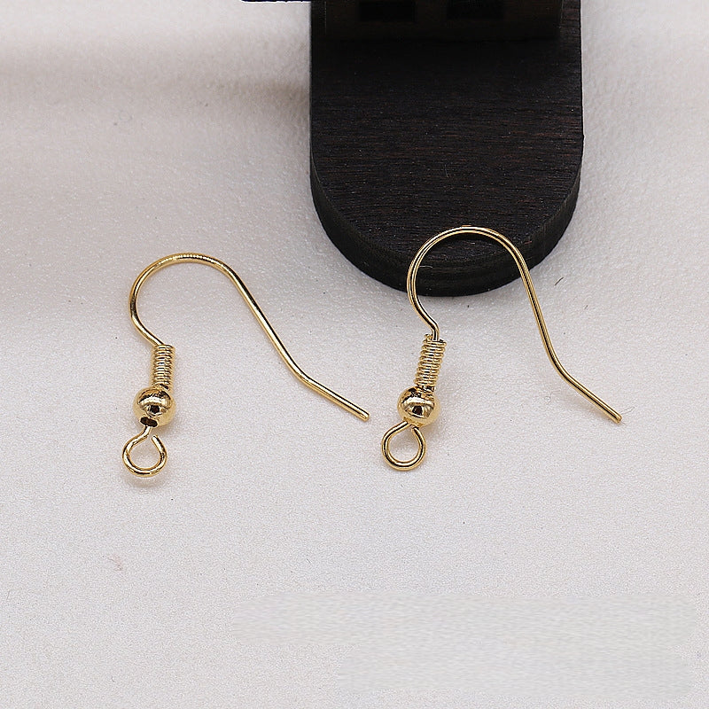5Pairs 24K Gold Plated Brass Earring Hooks with Bead, Vintage Style Ear Wires, Tarnish Resistant Jewelry Findings, DIY Earring Making Supplies