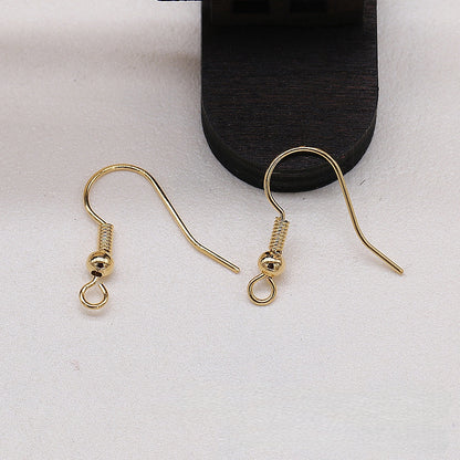 5Pairs 24K Gold Plated Brass Earring Hooks with Bead, Vintage Style Ear Wires, Tarnish Resistant Jewelry Findings, DIY Earring Making Supplies