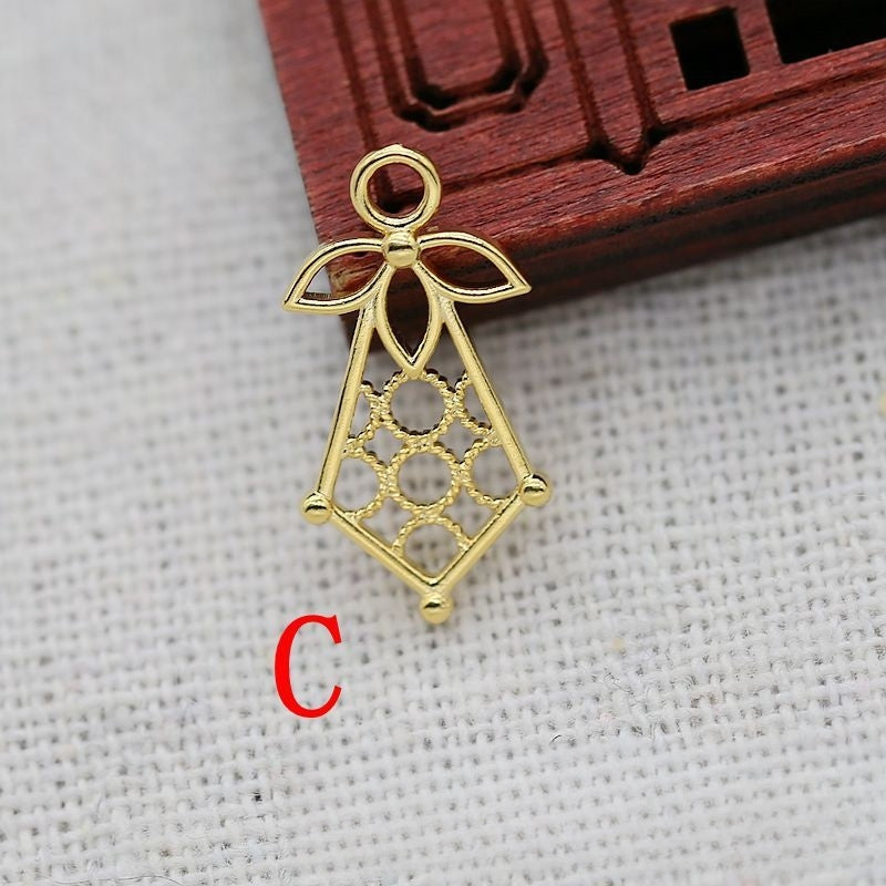 2PCS 24K Gold Plated Tassel Charms | DIY Pendant Connectors for Hairpins, Headdresses, Hanfu Earrings | Chinese Style Brass Findings