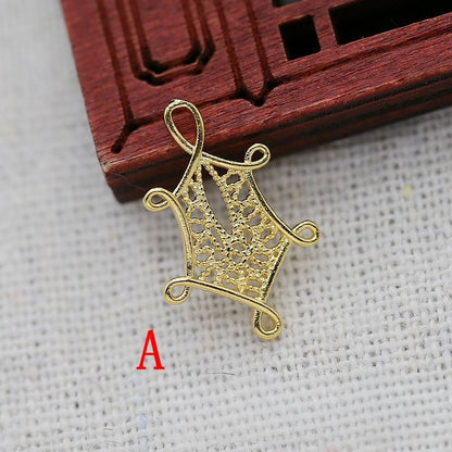 2PCS 24K Gold Plated Tassel Charms | DIY Pendant Connectors for Hairpins, Headdresses, Hanfu Earrings | Chinese Style Brass Findings