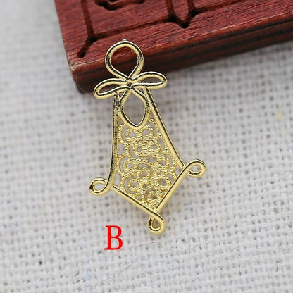 2PCS 24K Gold Plated Tassel Charms | DIY Pendant Connectors for Hairpins, Headdresses, Hanfu Earrings | Chinese Style Brass Findings