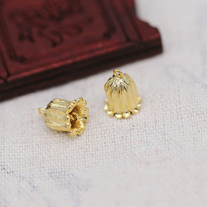 1PC 24K Gold Plated Lily of the Valley Charm, Brass Flower Pendant Connector, DIY Jewelry Making Supplies, Gold Floral Findings