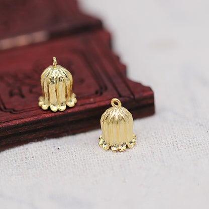 1PC 24K Gold Plated Lily of the Valley Charm, Brass Flower Pendant Connector, DIY Jewelry Making Supplies, Gold Floral Findings
