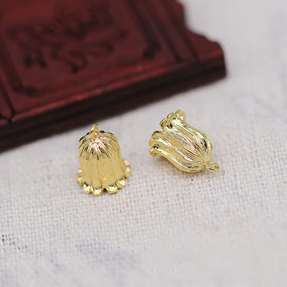 1PC 24K Gold Plated Lily of the Valley Charm, Brass Flower Pendant Connector, DIY Jewelry Making Supplies, Gold Floral Findings