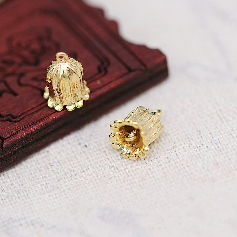1PC 24K Gold Plated Lily of the Valley Charm, Brass Flower Pendant Connector, DIY Jewelry Making Supplies, Gold Floral Findings