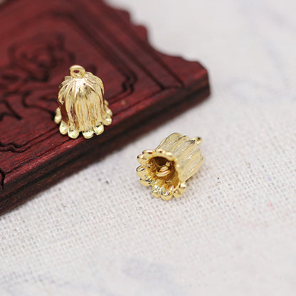 1PC 24K Gold Plated Lily of the Valley Charm, Brass Flower Pendant Connector, DIY Jewelry Making Supplies, Gold Floral Findings