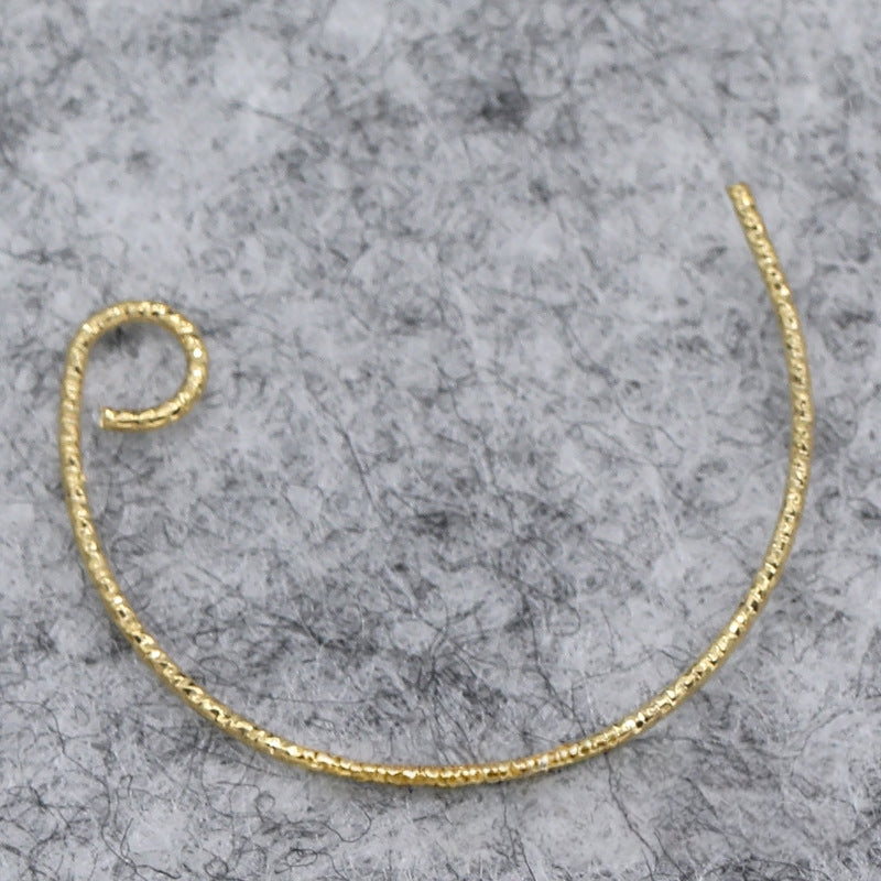 2Pairs 24K Gold Plated Brass C-Shaped Embossed Earring Hooks, Tarnish Resistant Hoop Findings, DIY Jewelry Making Supplies