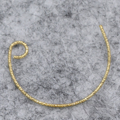 2Pairs 24K Gold Plated Brass C-Shaped Embossed Earring Hooks, Tarnish Resistant Hoop Findings, DIY Jewelry Making Supplies