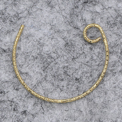 2Pairs 24K Gold Plated Brass C-Shaped Embossed Earring Hooks, Tarnish Resistant Hoop Findings, DIY Jewelry Making Supplies