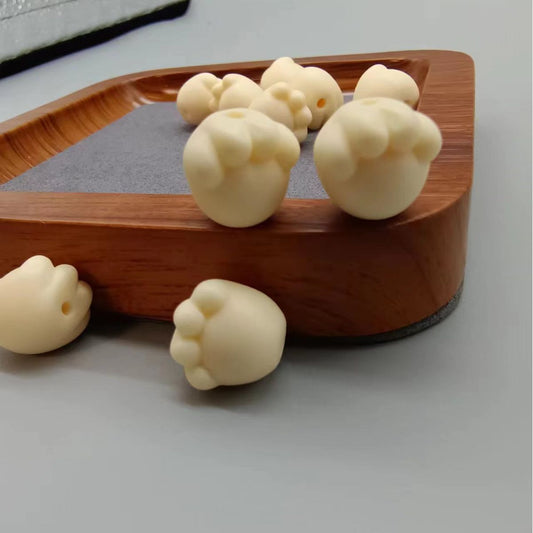 Ivory Nut Cat Paw Bead, Hand Carved Tagua Charm, Cute DIY Bracelet Bead, Bodhi Style Wrist Mala Accessory