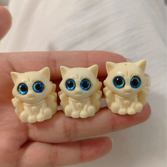 Adorable Carved Tagua Fox Beads DIY Bracelet or Keychain, Cute Nine-Tailed Fox Bodhi Seed Handmade Accessory