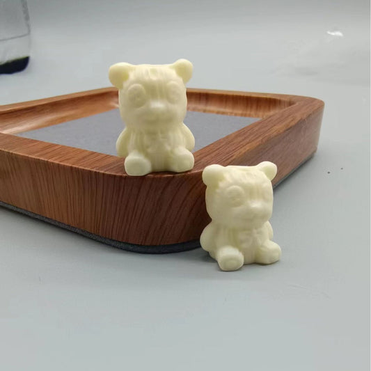 Ivory Nut Bear Bead, Hand Carved Tagua Charm, Cute DIY Bracelet Bead, Bodhi Style Wrist Mala Accessory