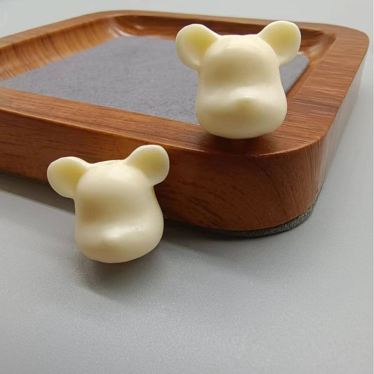 Adorable Carved Tagua Bear Head Beads DIY Bracelet, Cute Bodhi Seed Handmade Jewelry, Eco-Friendly Accessory