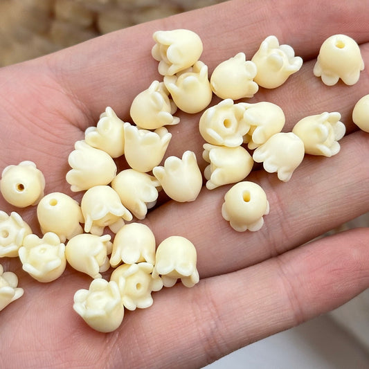 Tagua Lily of the Valley Flower Bead, Carved Ivory Nut Charm for DIY Mala Bracelet or Zen-Inspired Jewelry Making