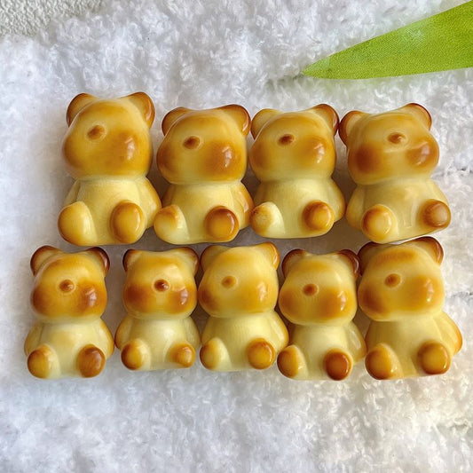 Charred Ivory Nut Bear Bead, Hand-Carved Tagua Spacer Charm, Burnt Finish DIY Pendant for Bracelet, Necklace, or Mala Jewelry Making