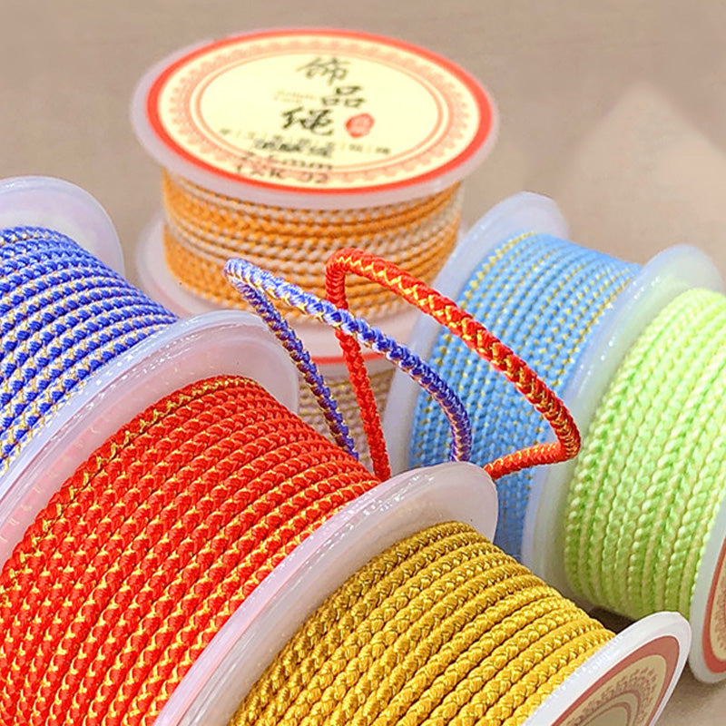 2.5mm Gold & Silver Dragon Pattern Red Cord | New Year Luck Bracelet/Necklace DIY Braiding String | Pendant Hanging Rope