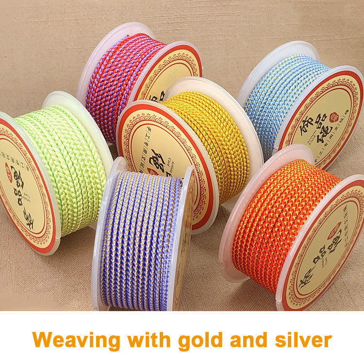 2.5mm Gold & Silver Dragon Pattern Red Cord | New Year Luck Bracelet/Necklace DIY Braiding String | Pendant Hanging Rope