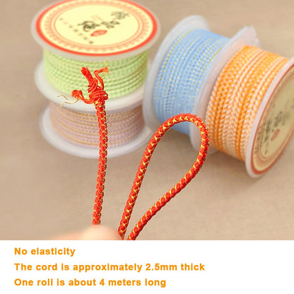 2.5mm Gold & Silver Dragon Pattern Red Cord | New Year Luck Bracelet/Necklace DIY Braiding String | Pendant Hanging Rope