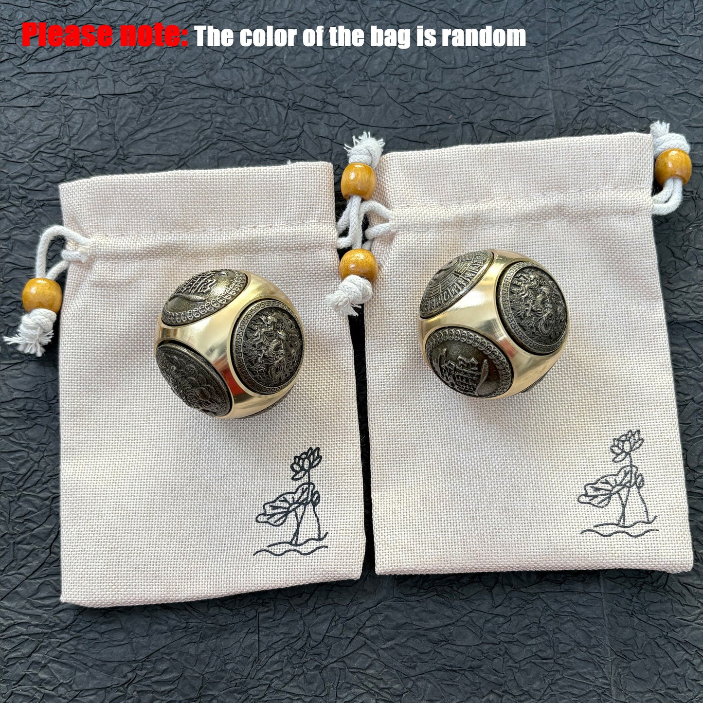 Brass Dragon Rotating Ball Figurine, Vintage Copper Hexagon Fortune Spinner, Taichi Zen Decor, Lucky Symbol Fidget Toy（1 Piece）