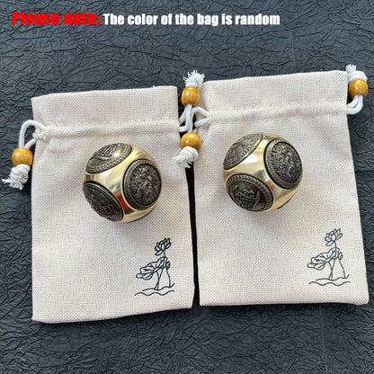 Brass Dragon Rotating Ball Figurine, Vintage Copper Hexagon Fortune Spinner, Taichi Zen Decor, Lucky Symbol Fidget Toy（1 Piece）