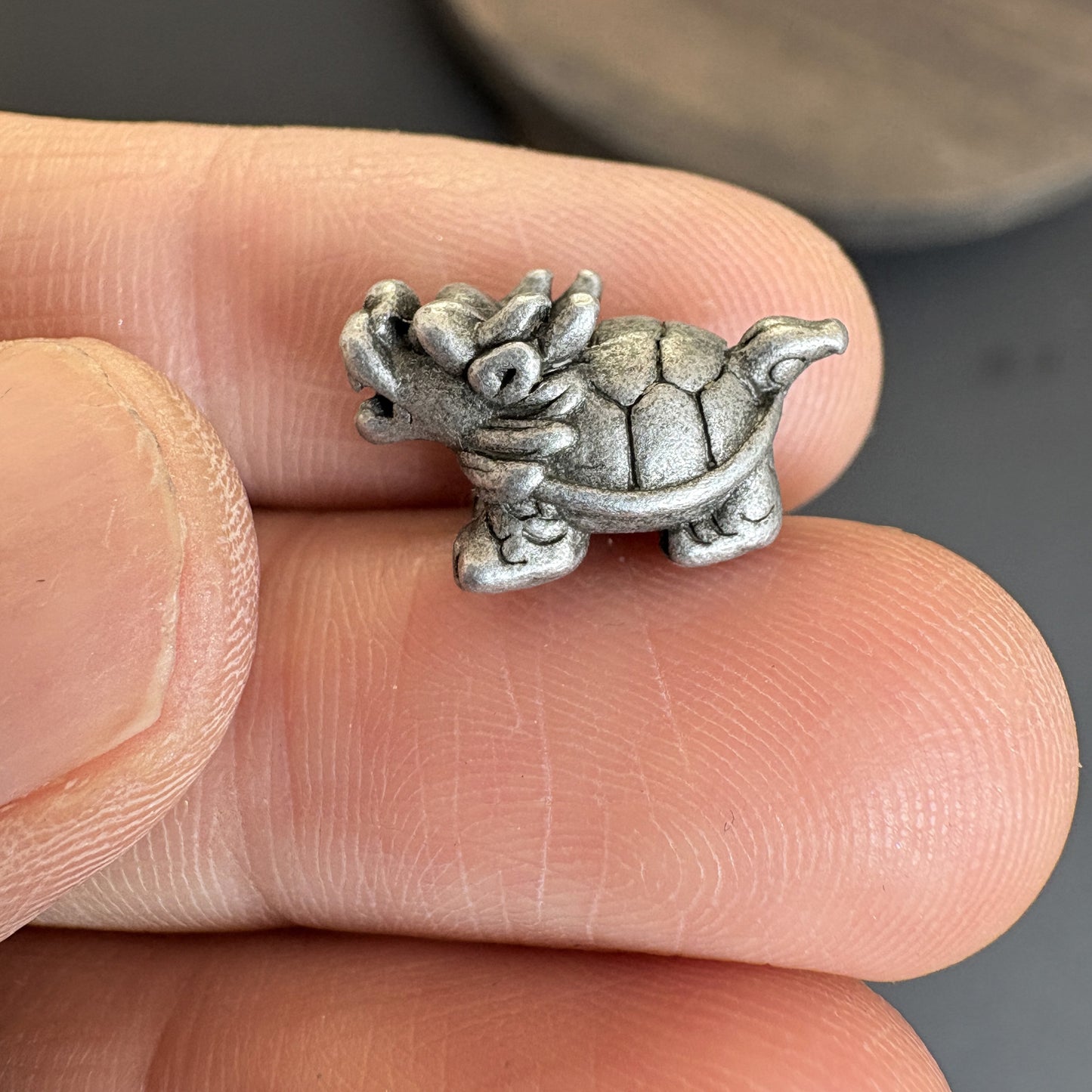 6PCS Vintage Brass Dragon Turtle Spacer Beads, Mythical Feng Shui Lucky Charm, Jewelry Making Supply