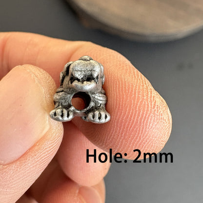 6PCS Vintage Brass Dragon Turtle Spacer Beads, Mythical Feng Shui Lucky Charm, Jewelry Making Supply